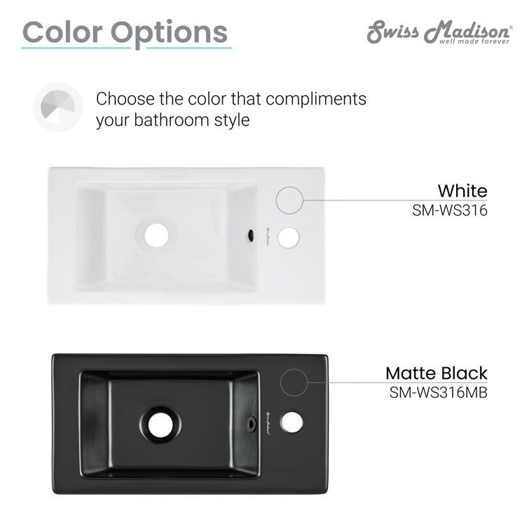 Voltaire 19.5 x 10 White Ceramic Wall-Mount Sink