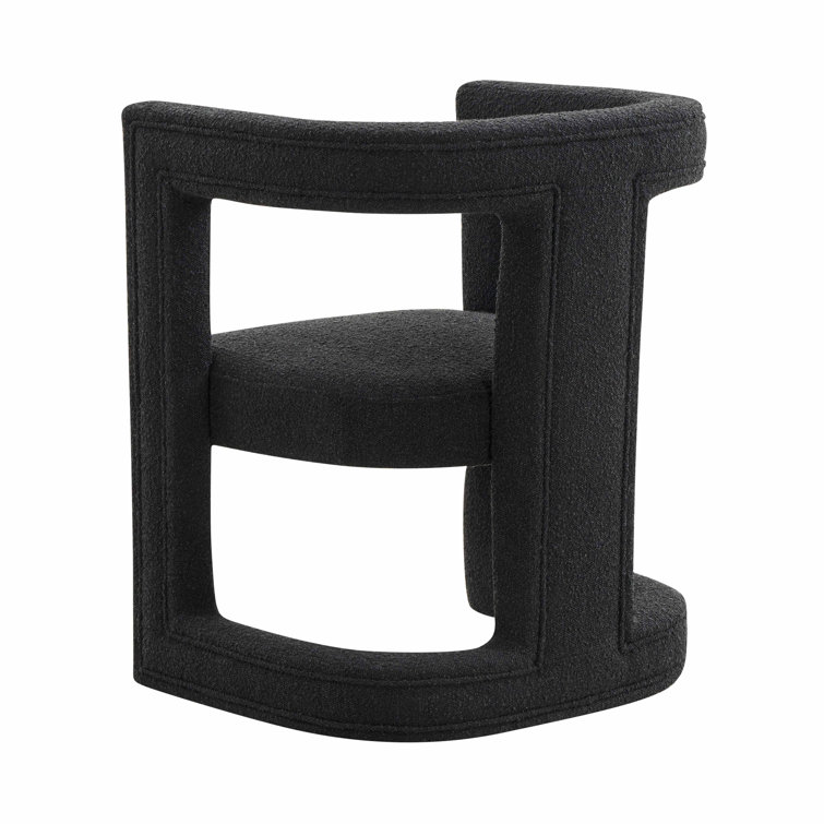 Handcrafted Black Boucle Velvet Contemporary Accent Chair
