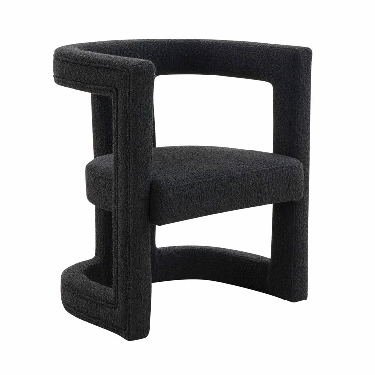 Handcrafted Black Boucle Velvet Contemporary Accent Chair