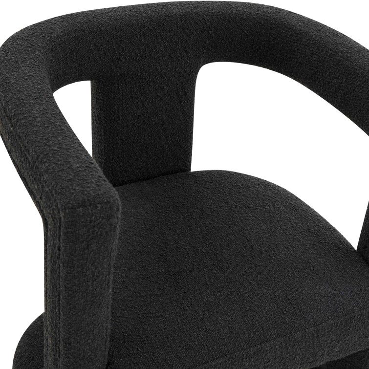 Handcrafted Black Boucle Velvet Contemporary Accent Chair