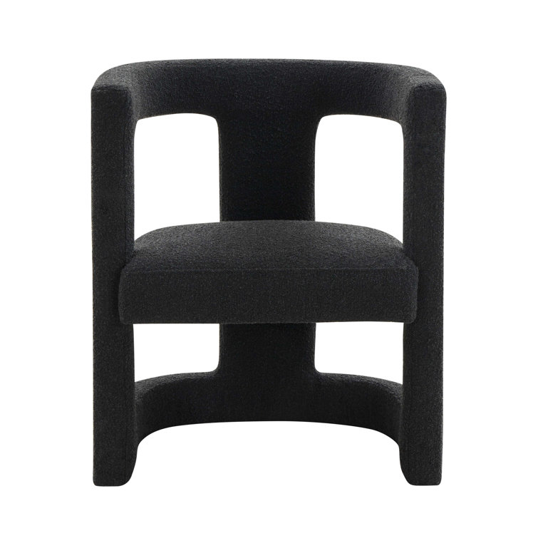 Handcrafted Black Boucle Velvet Contemporary Accent Chair