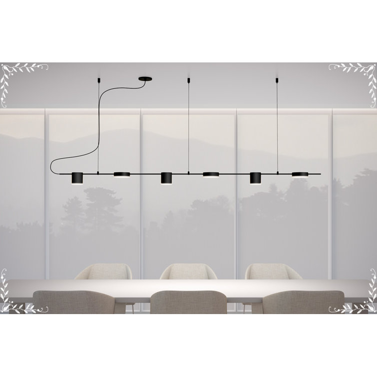 Sleek Satin Black Aluminum 4-Light LED Indoor/Outdoor Pendant