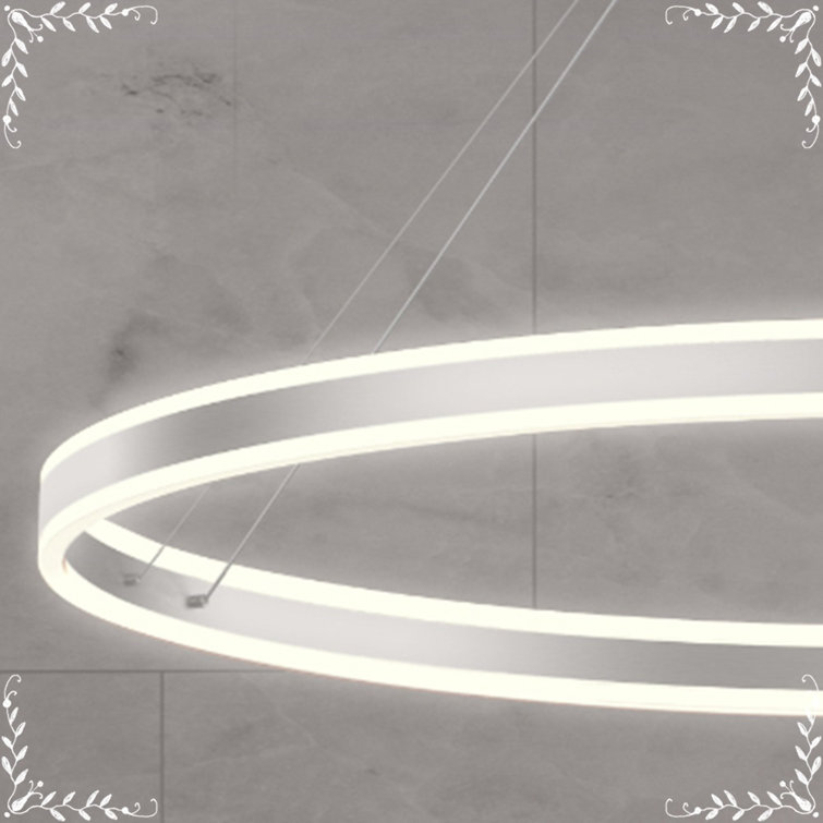 Bright Satin Aluminum LED Ring Chandelier