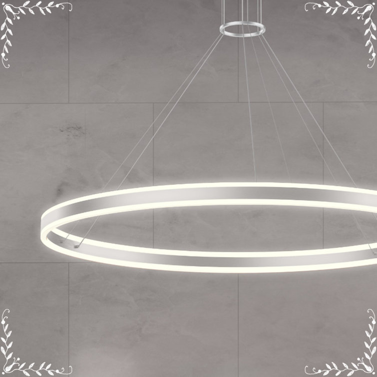 Bright Satin Aluminum LED Ring Chandelier