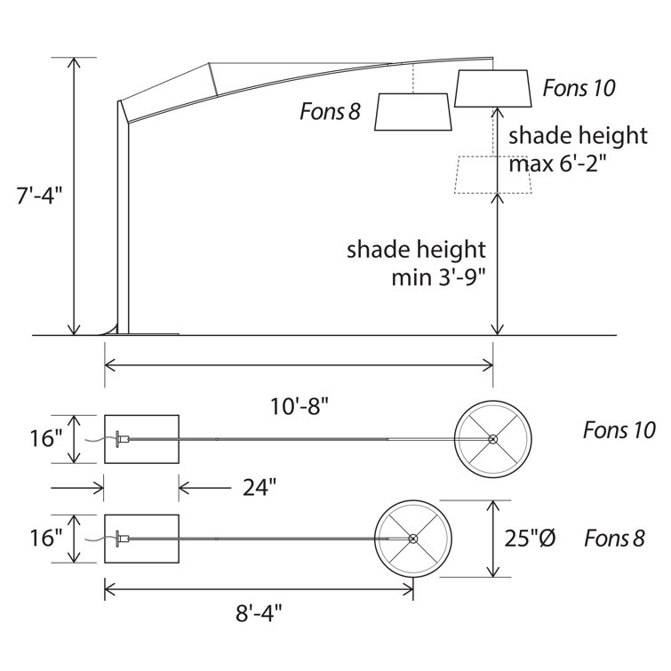 Fons 91'' Black and White Steel Arc Floor Lamp