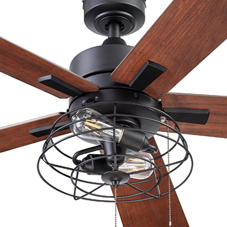 Marshall 52" Matte Black Industrial Ceiling Fan with Gray Oak Blades