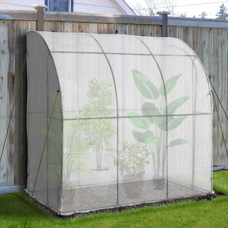 Outsunny Compact 7'x4' Lean-To Greenhouse with PE Cover and Roll-Up Door