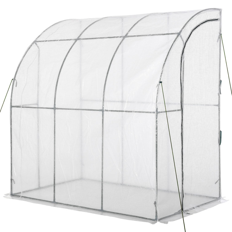 Outsunny Compact 7'x4' Lean-To Greenhouse with PE Cover and Roll-Up Door