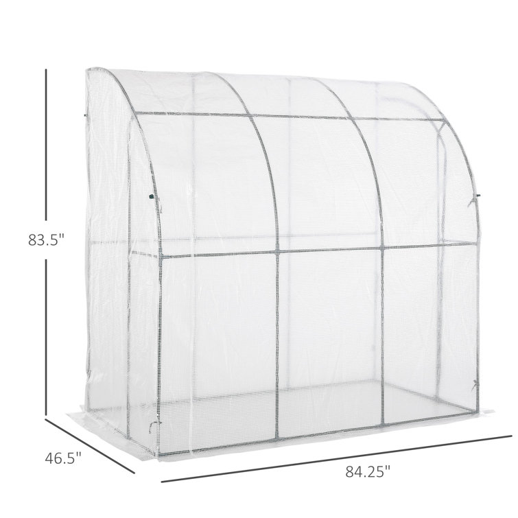 Outsunny Compact 7'x4' Lean-To Greenhouse with PE Cover and Roll-Up Door