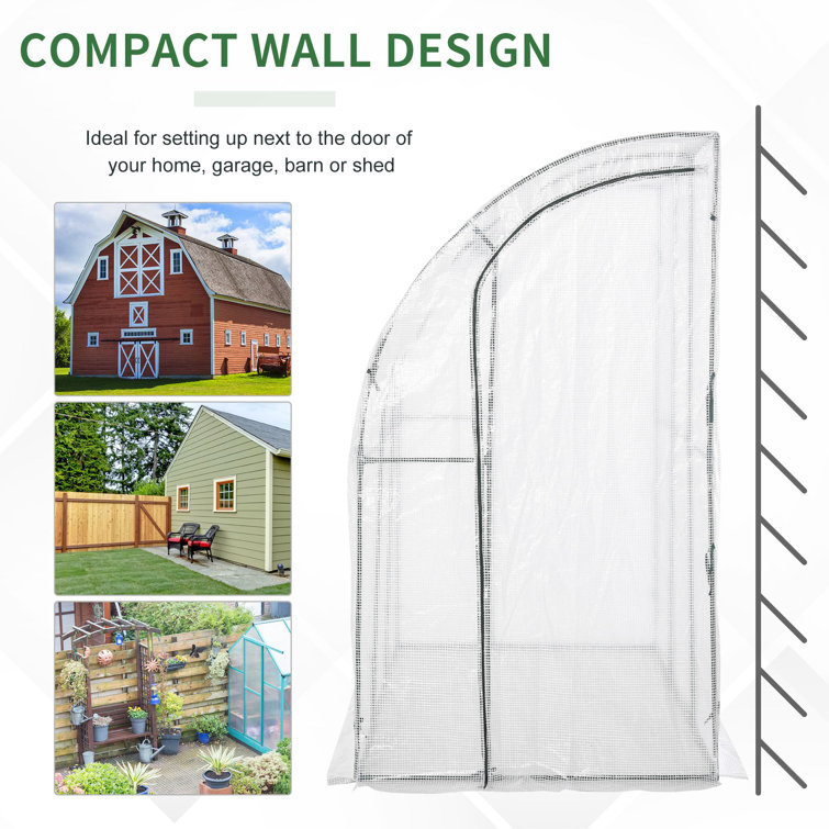Outsunny Compact 7'x4' Lean-To Greenhouse with PE Cover and Roll-Up Door