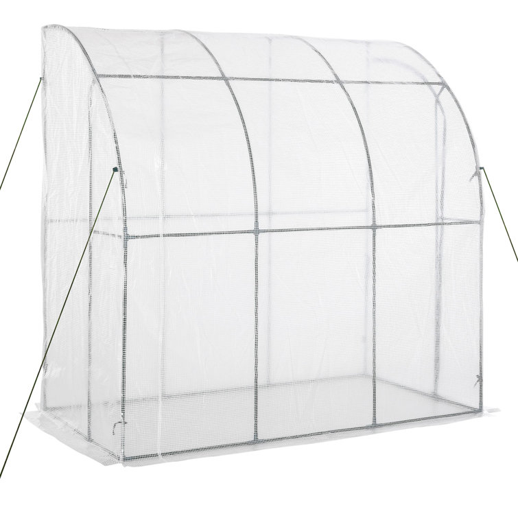 Outsunny Compact 7'x4' Lean-To Greenhouse with PE Cover and Roll-Up Door