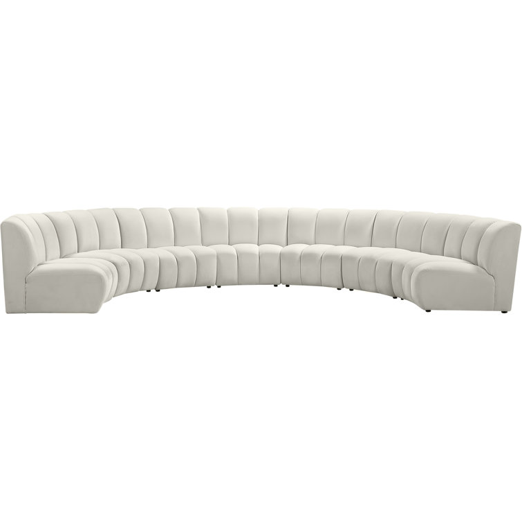 Infinity Cream Velvet 7-Piece Tufted Modular Sectional