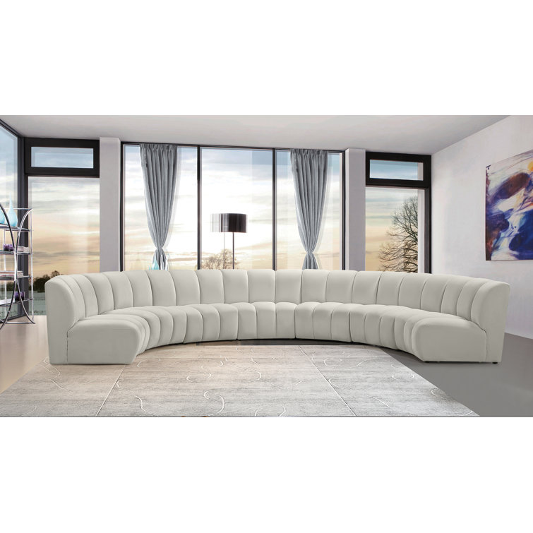 Infinity Cream Velvet 7-Piece Tufted Modular Sectional
