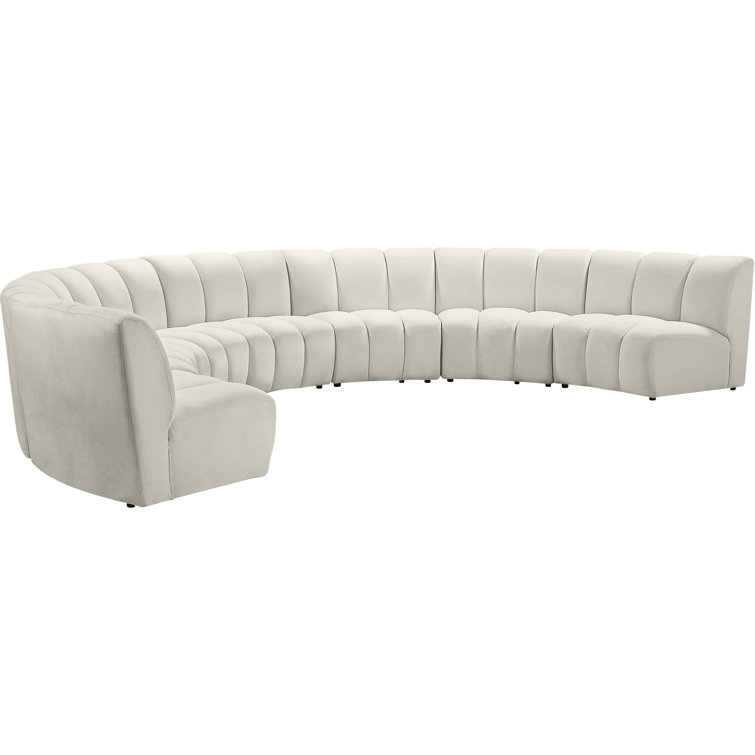 Infinity Cream Velvet 7-Piece Tufted Modular Sectional