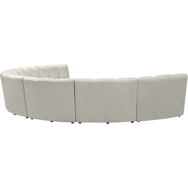 Infinity Cream Velvet 7-Piece Tufted Modular Sectional