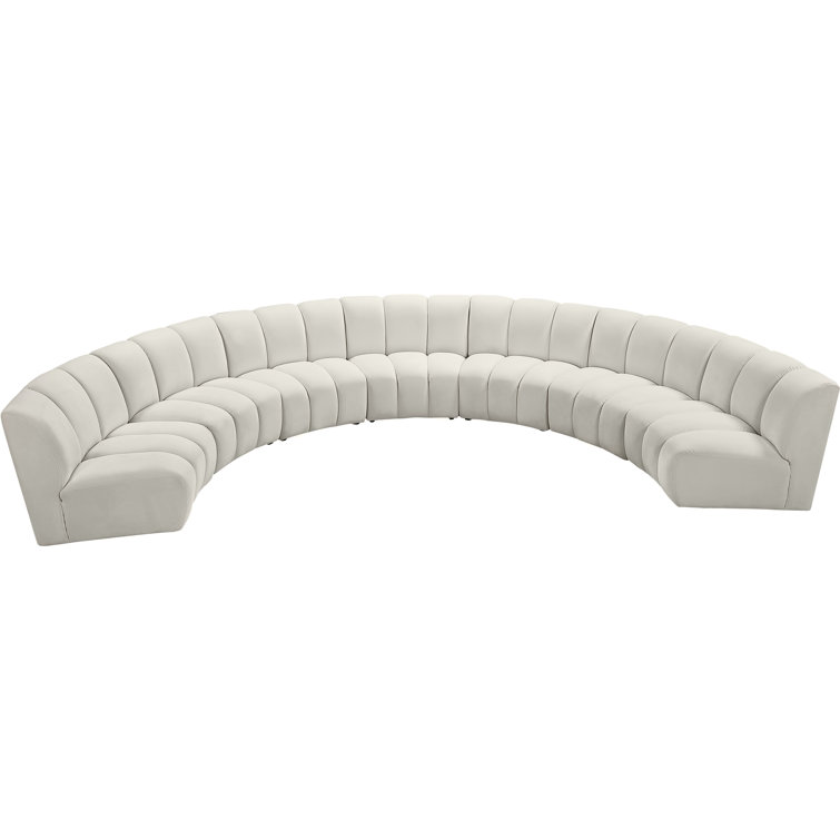 Infinity Cream Velvet 7-Piece Tufted Modular Sectional