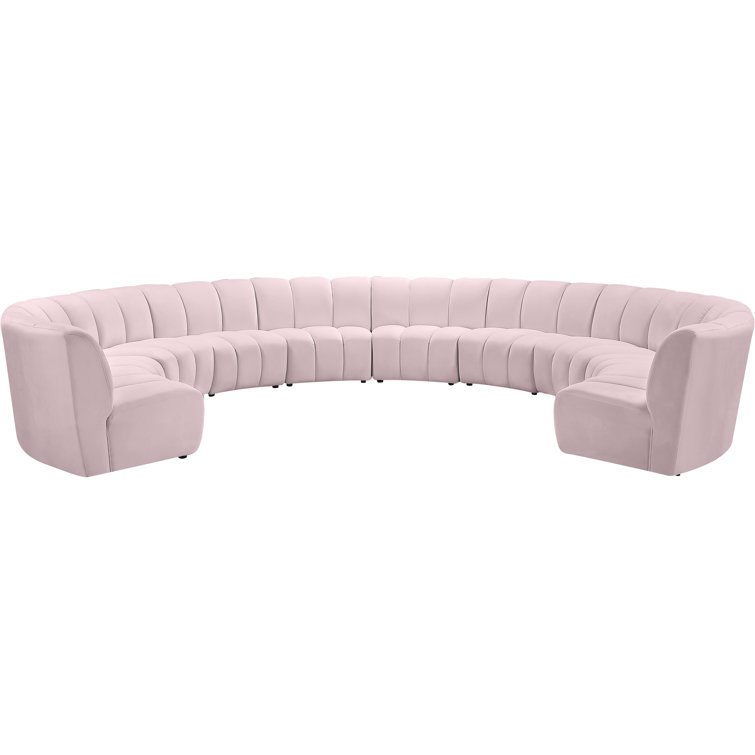 Elegant Infinity Pink Velvet 10-Piece Modular Sectional