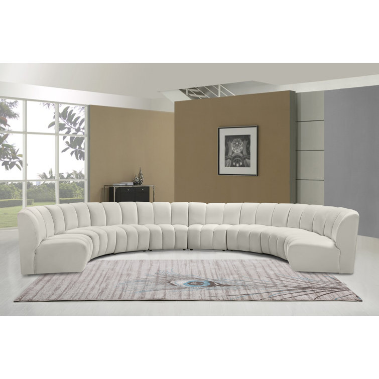 Infinity Cream Velvet 8-Piece Tufted Sectional Sofa