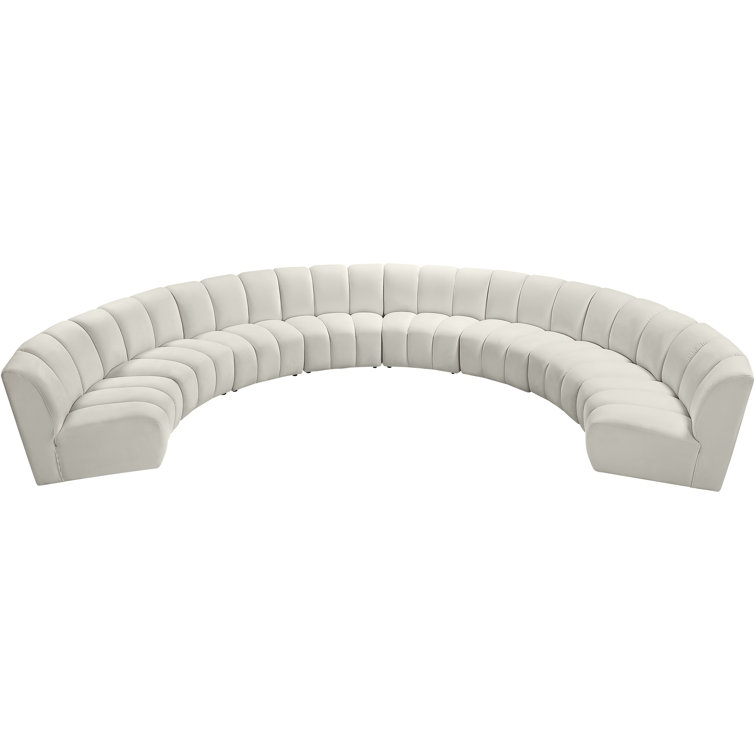 Infinity Cream Velvet 8-Piece Tufted Sectional Sofa