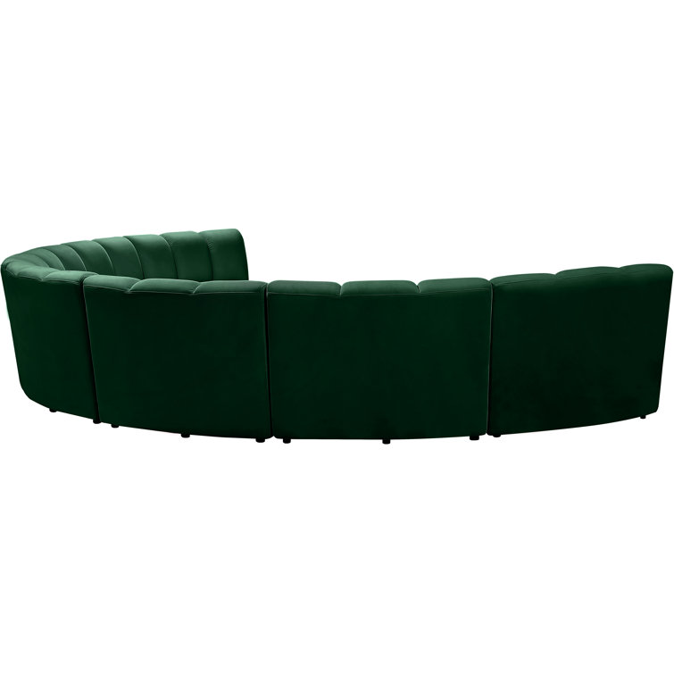 Green Velvet Tufted Seven Piece Sectional Sofa