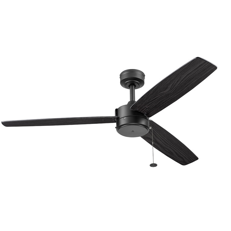 Journal Matte Black 52-Inch Ceiling Fan with Reversible Ebony and Teak Blades