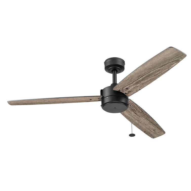 Journal Matte Black 52-Inch Ceiling Fan with Reversible Ebony and Teak Blades