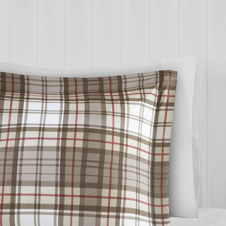 King Brown Plaid Microfiber Reversible Comforter Set
