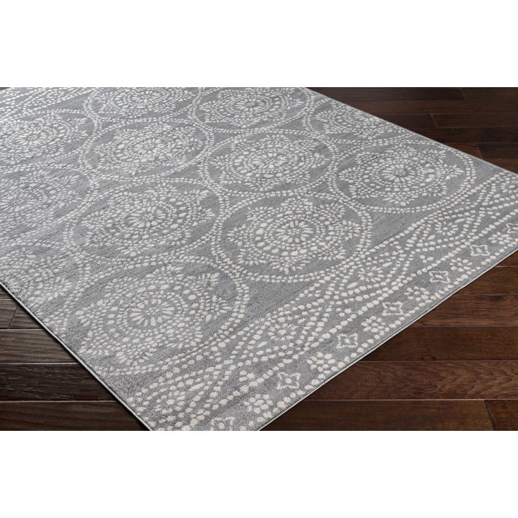 Rectangular 9' x 12' Gray Spot Synthetic Rug