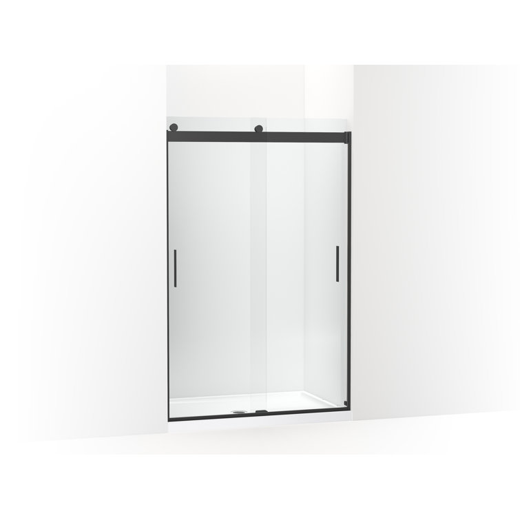 Matte Black Frosted Glass Sliding Shower Door with CleanCoat Technology