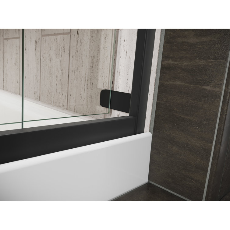 Matte Black Frosted Glass Sliding Shower Door with CleanCoat Technology