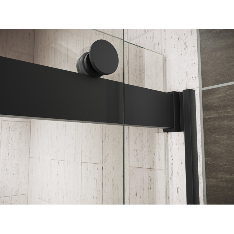 Matte Black Frosted Glass Sliding Shower Door with CleanCoat Technology