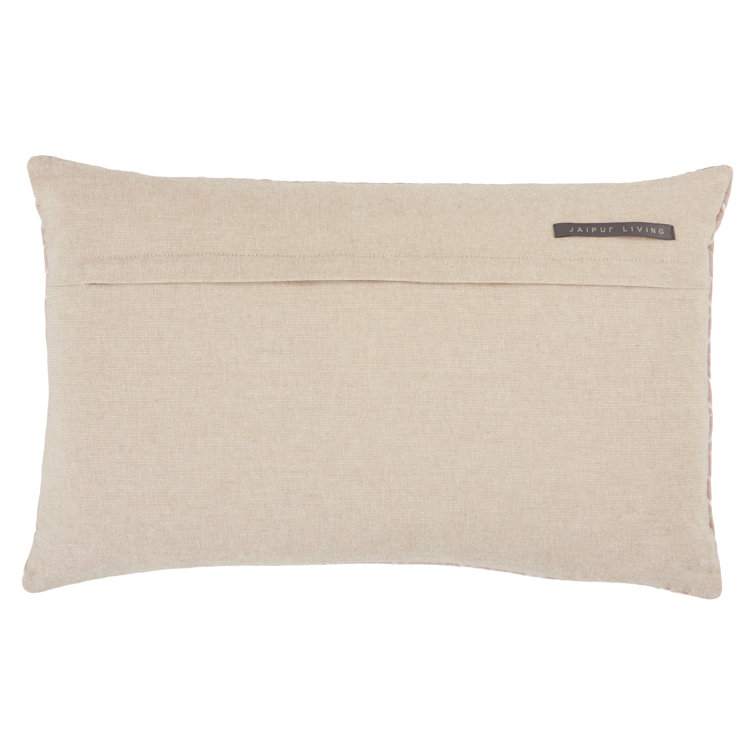 Ryans Embroidered Blush 21" x 13" Cotton Lumbar Throw Pillow