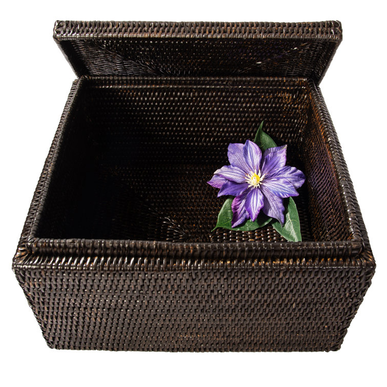 Handwoven Burmese Rattan Rectangle Storage Box with Lid