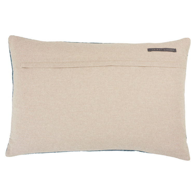 Blue Embroidered Cotton Rectangular Lumbar Pillow