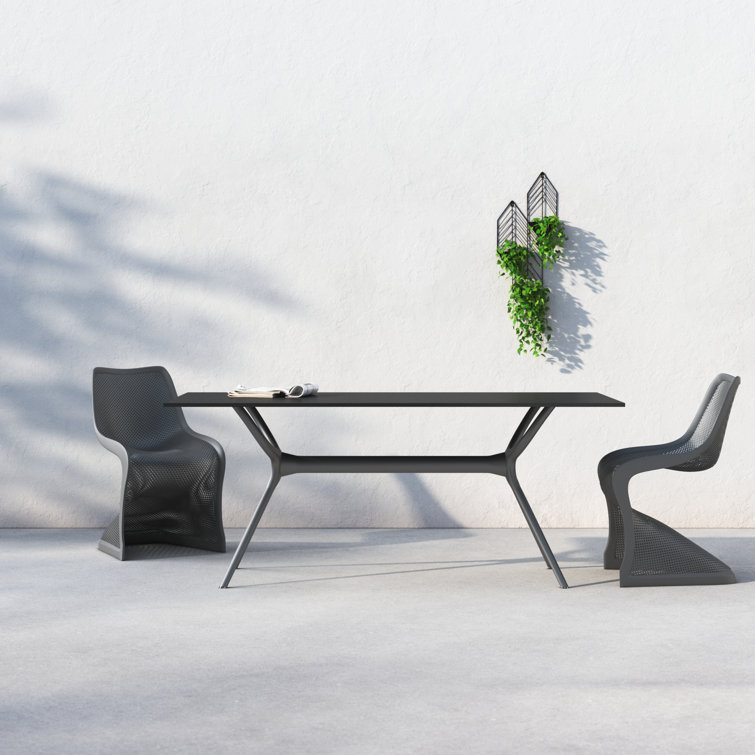 Farrah Black Rectangular Plastic Acrylic Outdoor Dining Table