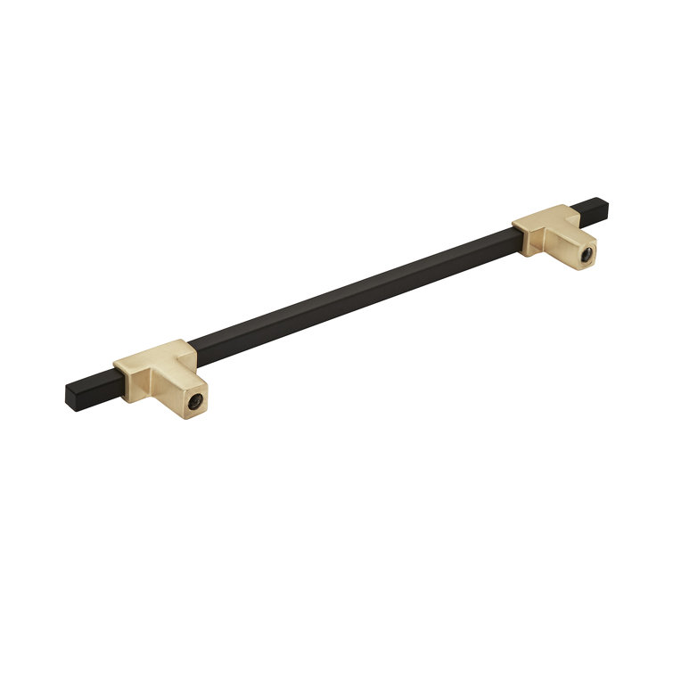 Brushed Gold and Matte Black Modern Bar Pull