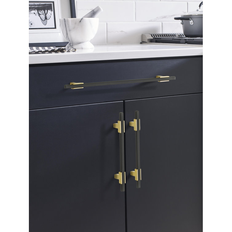 Brushed Gold and Matte Black Modern Bar Pull