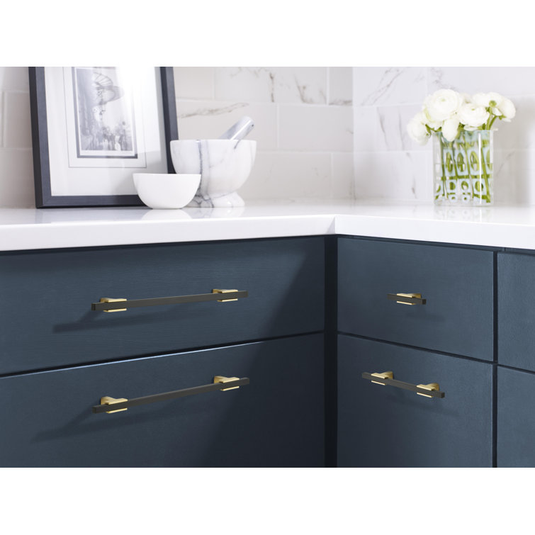 Brushed Gold and Matte Black Modern Bar Pull