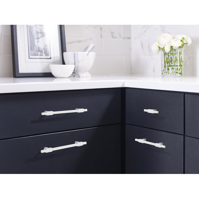 Polished Chrome and White T-Handle Cabinet Knob