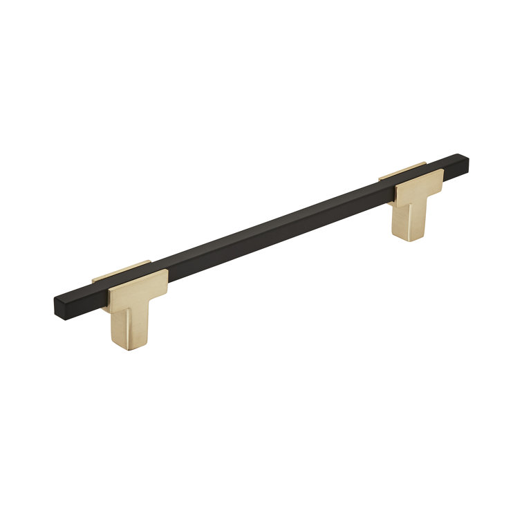 Brushed Gold and Matte Black Modern Bar Pull