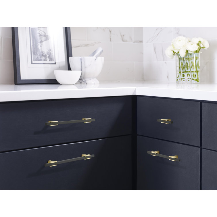 Brushed Gold and Matte Black Modern Bar Pull