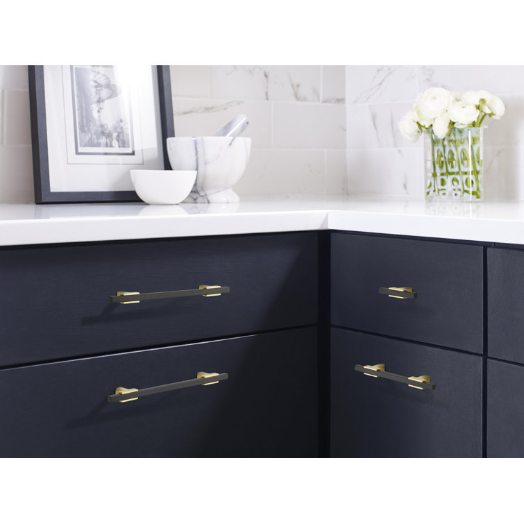 Brushed Gold and Matte Black Modern Bar Pull