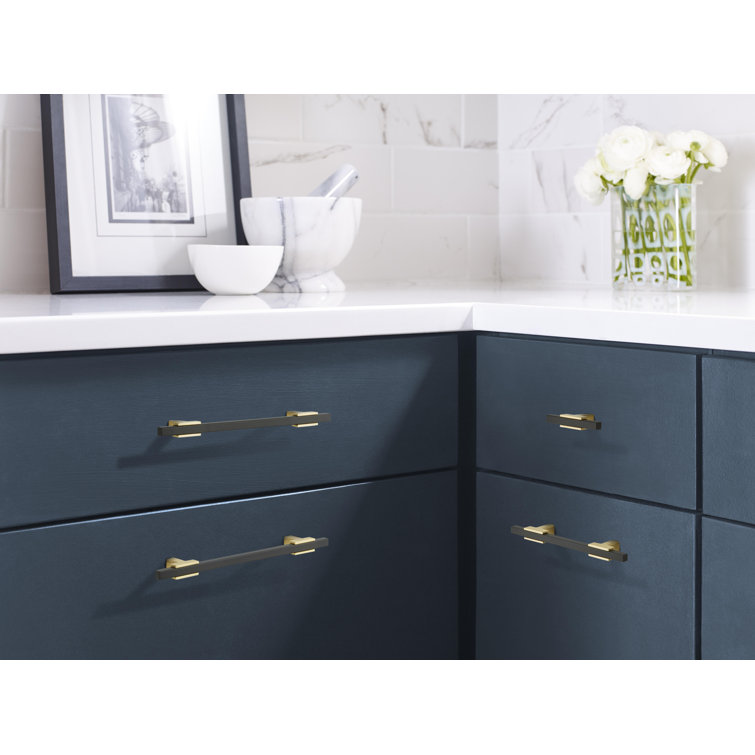 Brushed Gold and Matte Black Modern Bar Pull