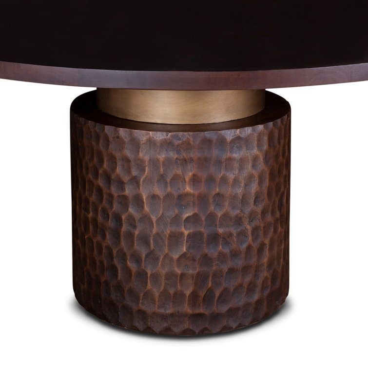 Contemporary Raw Walnut Reclaimed Mango Wood Round Dining Table