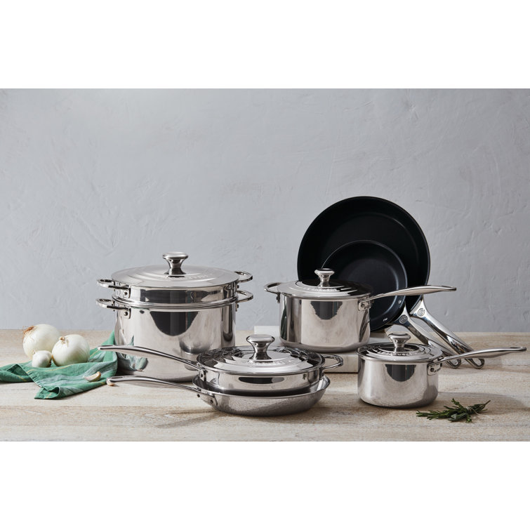 Le Creuset 12-Piece Stainless Steel Cookware Set with Non-Stick Pans