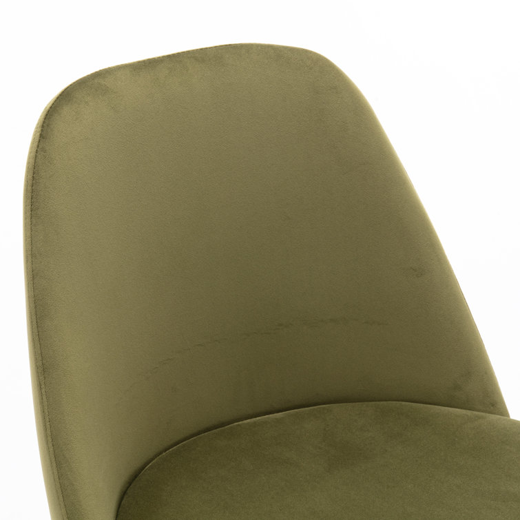 Olive Green Velvet Upholstered Side Chair with Metal Legs