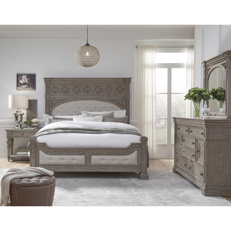 Kingsbury French Gray 1-Drawer Rubberwood Nightstand with USB