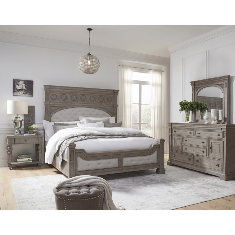 Kingsbury French Gray 1-Drawer Rubberwood Nightstand with USB
