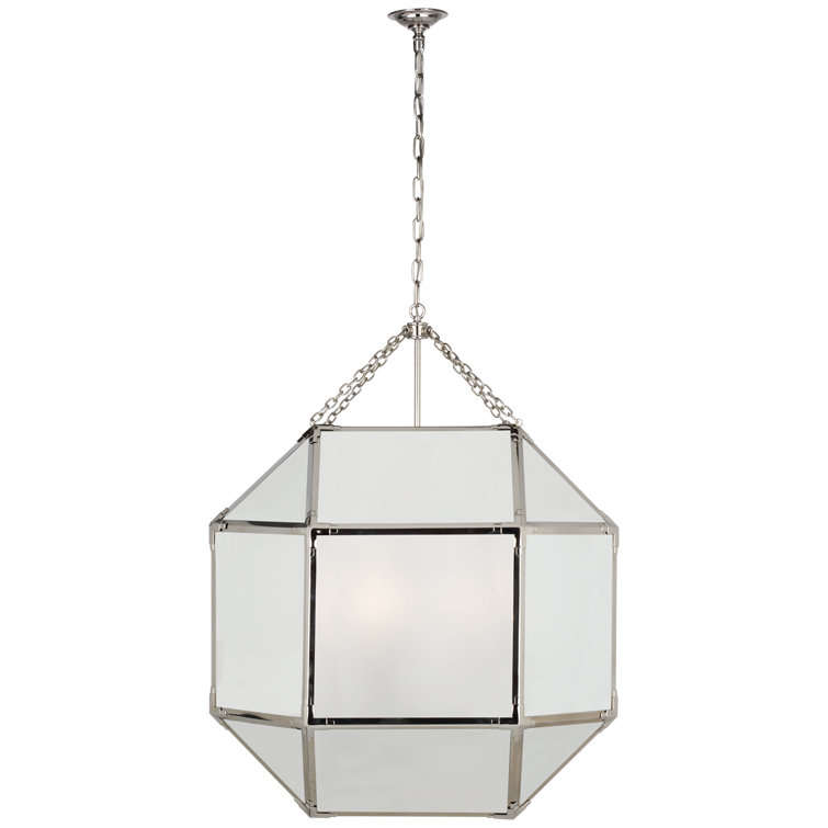 Grande Polished Nickel and Frosted Glass Octagonal LED Chandelier