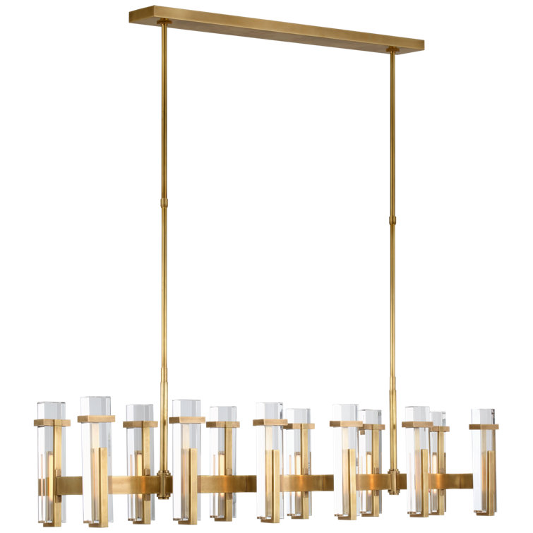 Malik 54'' Antique Brass LED Linear Chandelier with Clear Crystal